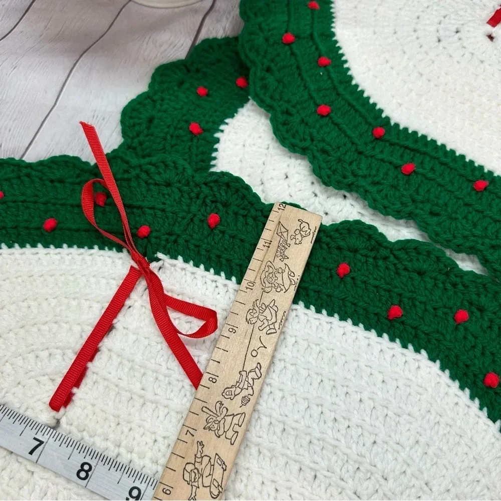 vtg handmade crocheted christmas holiday placemats set of 4 cottagecore wreath